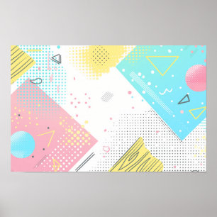 Poster Motifs de points et formes géométriques arrière -