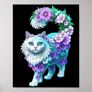 Poster Motifs floraux colorés Fleurs Vintages Art Cat L