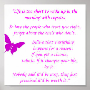 Poster Motivant "La Vie Est Trop Courte"