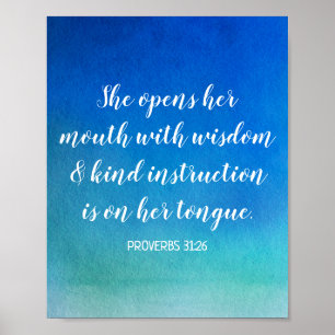 Poster Motivation Bible Verse Aquarelle Bleue Ombre