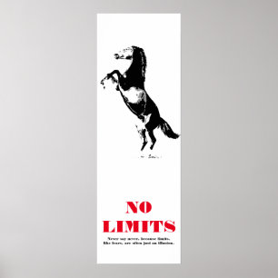 Poster Motivation Cheval Sans Limites Pop Art Noir Blanc