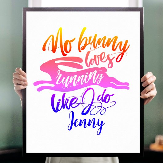 Poster Motivation Course à pied Typographie Lapin Arc-en-