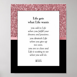 Poster Motivation d'affaires de Dame Patronne Paillettes 