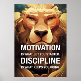 Poster Motivation Discipline Lion Citations Motivationnel