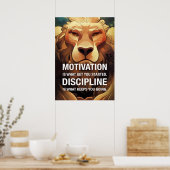 Poster Motivation Discipline Lion Citations Motivationnel (Cuisine)