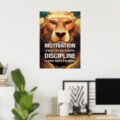 Poster Motivation Discipline Lion Citations Motivationnel (Bureau à domicile)