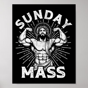 Poster Motivation drôle de dimanche chrétien M Bodybuilde