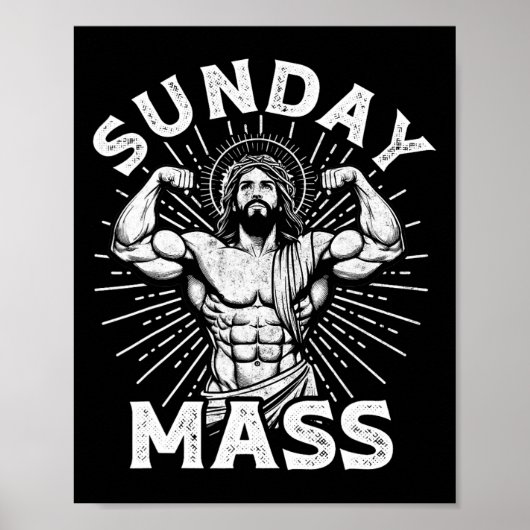 Poster Motivation drôle de dimanche chrétien M Bodybuilde (Devant)