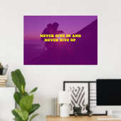 Poster Motivation du coucher de soleil rose (Bureau à domicile)