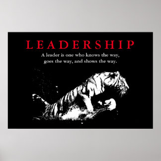 Poster Motivation du leadership du tigre noir blanc