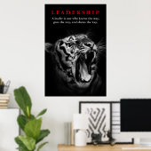 Poster Motivation du leadership du tigre noir et blanc (Bureau à domicile)