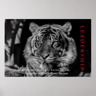 Poster Motivation du leadership du tigre noir et blanc