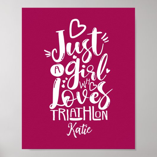 Poster Motivation du triathlon cool Typographie rouge et  (Devant)
