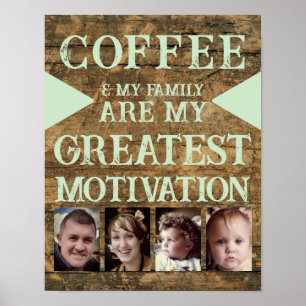 Poster Motivation famille de café 4 photo brun vert