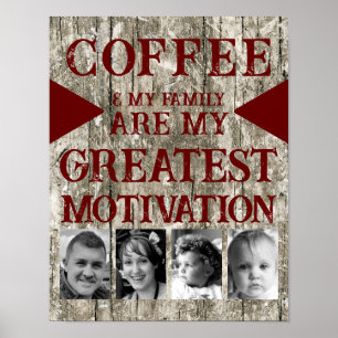 Poster Motivation famille de café 4 photo gris bordeaux