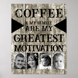 Poster Motivation famille de café 4 photo gris noir