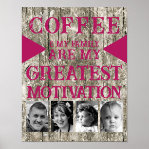 Poster Motivation famille de café 4 photo gris rose