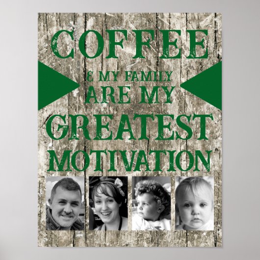 Poster Motivation famille de café 4 photo gris vert (Devant)