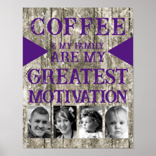 Poster Motivation famille de café 4 photo gris violet