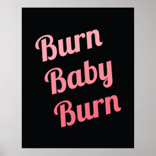 Poster Motivation Fitness Burn Baby Black Pink