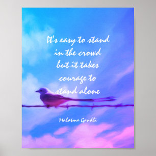 Poster motivation Gandhi citation oiseau sur le ciel bleu