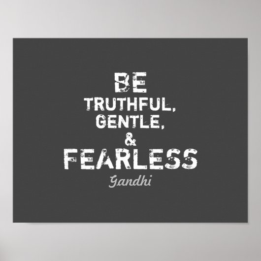 Poster motivation Gandhi être sans peur citation gris & b (Devant)