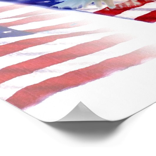 Poster Motivation Liberté Aigle débarquer Drapeau américa (Coin)