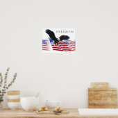 Poster Motivation Liberté Aigle débarquer Drapeau américa (Cuisine)