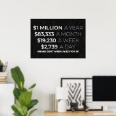 Poster Motivation monétaire et millionnaire pour 1 millio (Bureau à domicile)