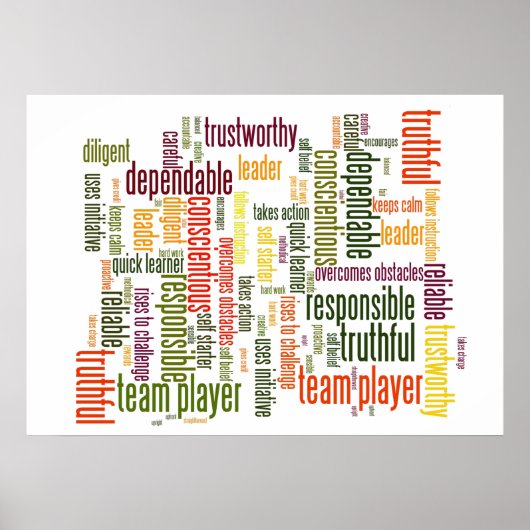 Poster Motivation Mots #4 valeurs positives (Devant)