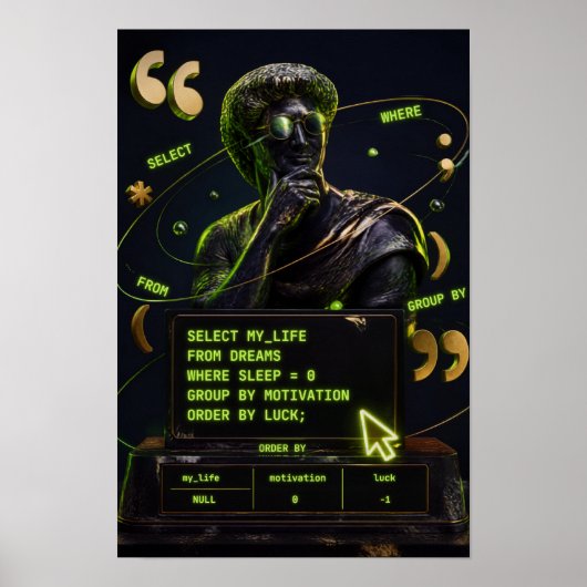 Poster Motivation SQL Humour de programmeur (Devant)