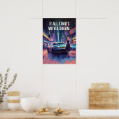 Poster Motivation Supercar - Cyberpunk, Hustle, Succès (Cuisine)