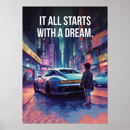 Poster Motivation Supercar - Cyberpunk, Hustle, Succès (Devant)