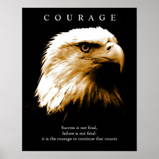 Poster Motivational Courage Bald American Eagle