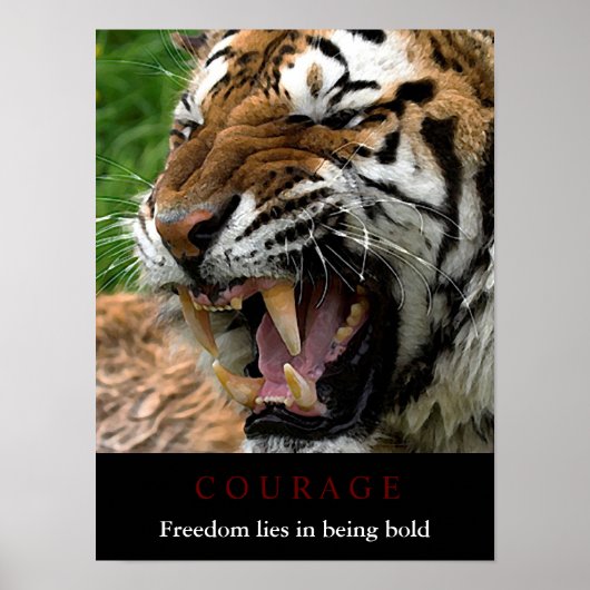 Poster Motivational Courage Tiger Liberté être audacieux (Devant)
