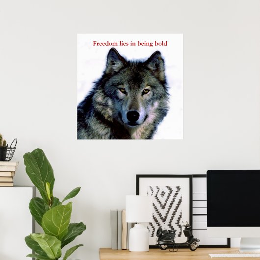 Poster Motivational Courage Wolf Eyes (Bureau à domicile)