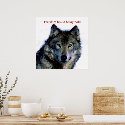 Poster Motivational Courage Wolf Eyes (Cuisine)