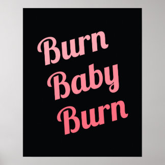 Poster Motivational Fitness Burn Baby Black Rose
