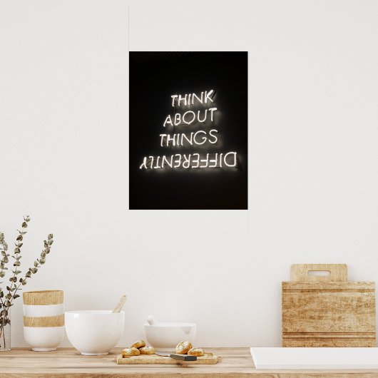 Poster Motivational Graphics Penser différemment blanc (Cuisine)