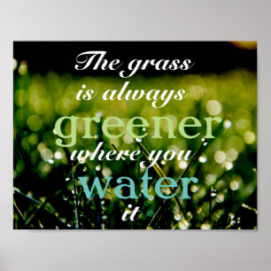 Poster Motivational  Grass is greener where you water it