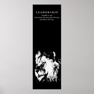 Poster Motivational Leadership Quote Lion Black White