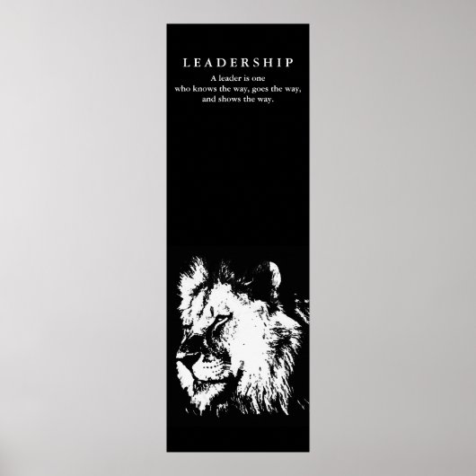 Poster Motivational Leadership Quote Lion Black White (Devant)