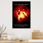 Poster Motivational Leadership Wolf Red Night Moon (Cuisine)