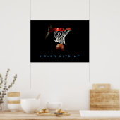 Poster Motivational Never abandonne Basketball (Cuisine)