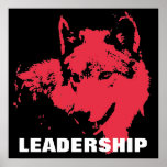 Poster Motivational Pop Art Leadership Wolf Black Red<br><div class="desc">Oeuvre numérique - Howling Wolf Computer Animal Art - College Pop Art - Wild Big Animals Ordinateur Images</div>