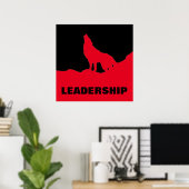 Poster Motivational Pop Art Leadership Wolf Black Red (Bureau à domicile)