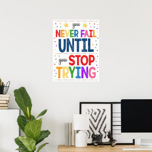 Poster Motivational Rainbow Classroom (Bureau à domicile)