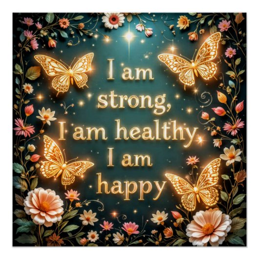 Poster Motivational text with butterflies #1 (Devant)