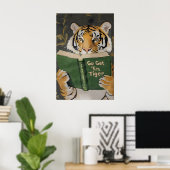 Poster Motivational Tiger Reading Print Humorous Bookworm (Bureau à domicile)