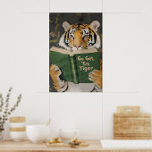 Poster Motivational Tiger Reading Print Humorous Bookworm (Cuisine)